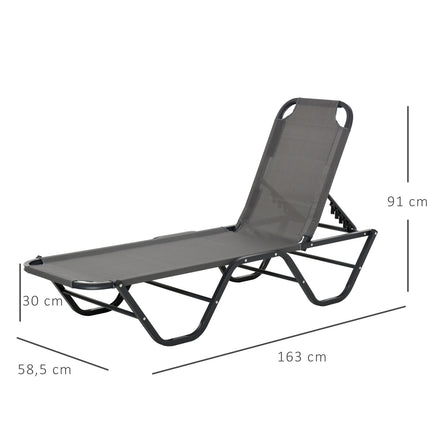 Sun lounger in aluminium, 5-level adjustable, grey/black