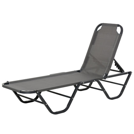 Sun lounger in aluminium, 5-level adjustable, grey/black