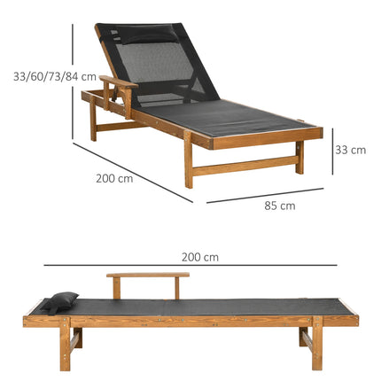 Polohovatelné zahradní lehátko, 85x200 cm, nosnost 120 Kg