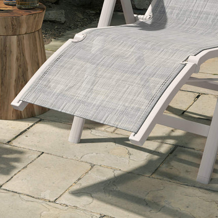 Folding sun lounger - adjustable garden chair, dark grey