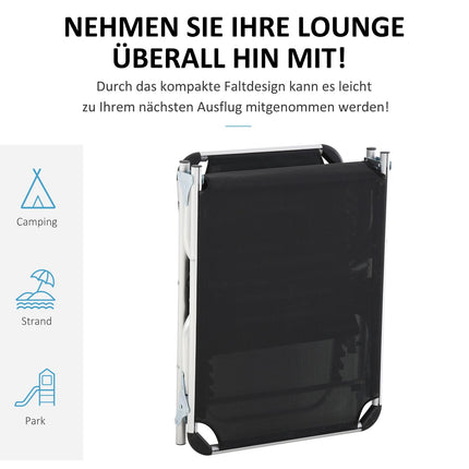 Polohovatelné lehátko z černé síťoviny, ergonomické a skládací