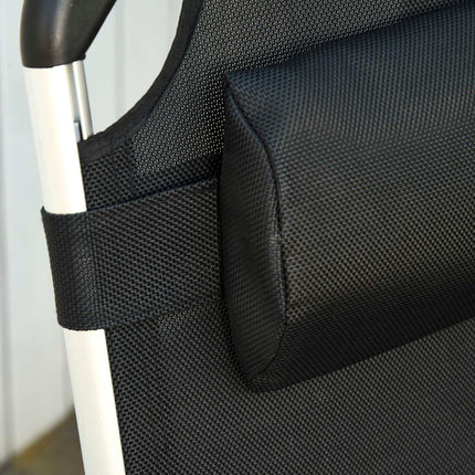 Polohovatelné lehátko z černé síťoviny, ergonomické a skládací