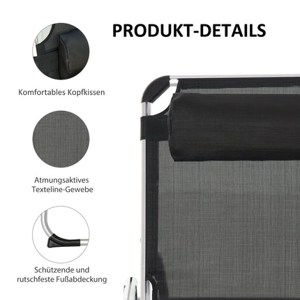 Polohovatelné lehátko z černé síťoviny, ergonomické a skládací