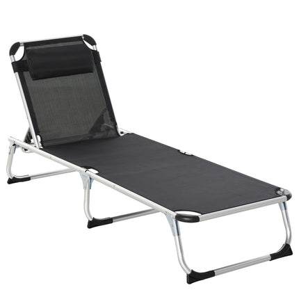 Polohovatelné lehátko z černé síťoviny, ergonomické a skládací