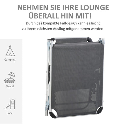 Polohovatelné lehátko ze šedé síťoviny, skládací a ergonomické