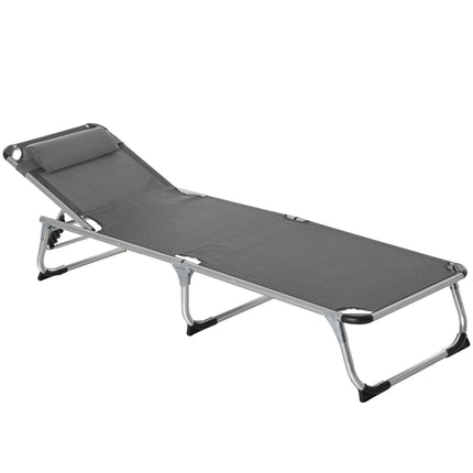Polohovatelné lehátko ze šedé síťoviny, skládací a ergonomické