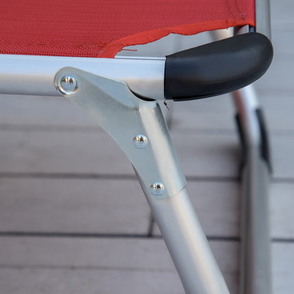 Nastavitelné ergonomické lehátko ze síťoviny, skládací, červená