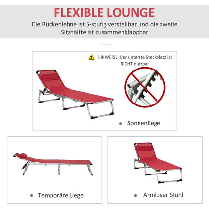 Nastavitelné ergonomické lehátko ze síťoviny, skládací, červená