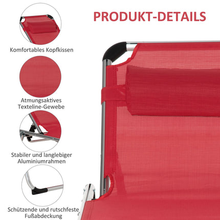 Nastavitelné ergonomické lehátko ze síťoviny, skládací, červená
