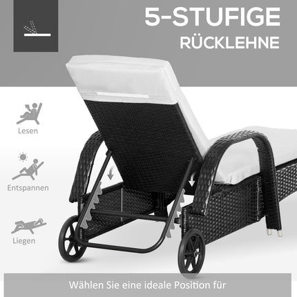 Set lehátek 3 ks – polyratan, zahradní nábytek, černá a krémová