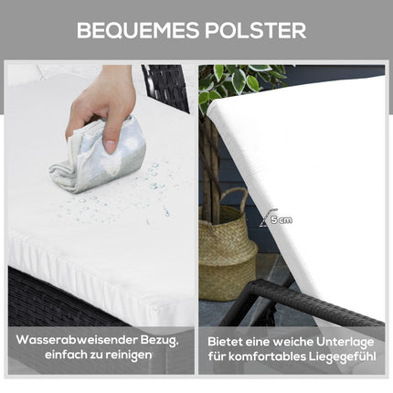 Set lehátek 3 ks – polyratan, zahradní nábytek, černá a krémová