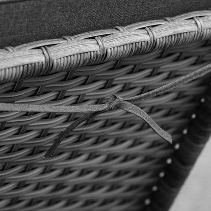 Adjustable rattan garden chair with cushion, Grey, 192 cm