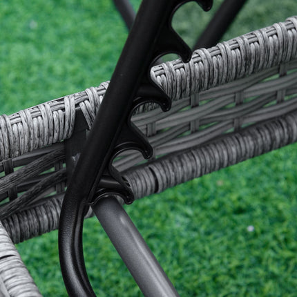 Adjustable rattan garden chair with cushion, Grey, 192 cm