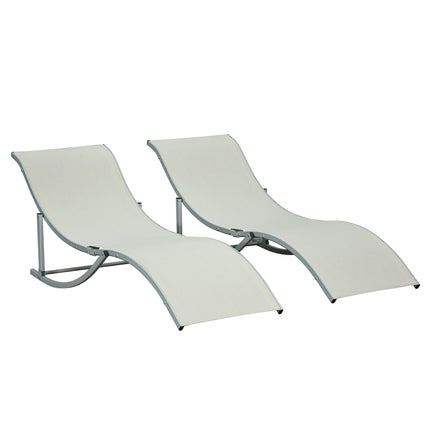 Sada skládacích zahradních lehátek, béžová, hliník, ergonomická