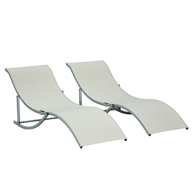 Sada skládacích zahradních lehátek, béžová, hliník, ergonomická