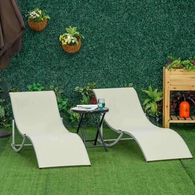 Sada skládacích zahradních lehátek, béžová, hliník, ergonomická