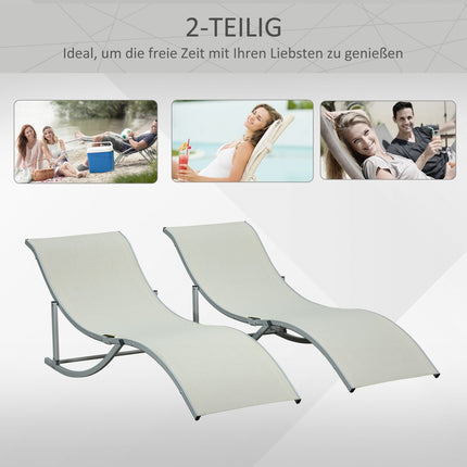 Sada skládacích zahradních lehátek, béžová, hliník, ergonomická