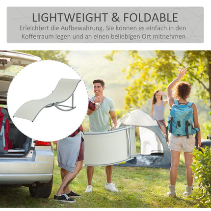 Sada skládacích zahradních lehátek, béžová, hliník, ergonomická