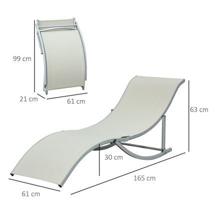 Sada skládacích zahradních lehátek, béžová, hliník, ergonomická