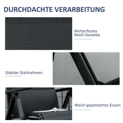 Polohovatelná zahradní židle, černý textil, ocel 70x65x111 cm