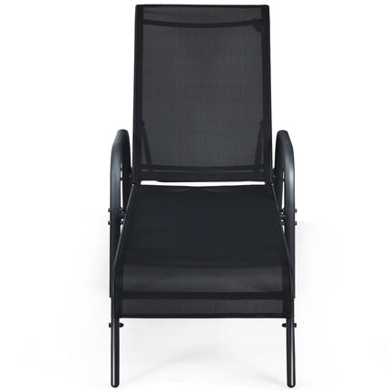 Sun lounger deck chair garden lounger with 5 adjustable backrest positions black