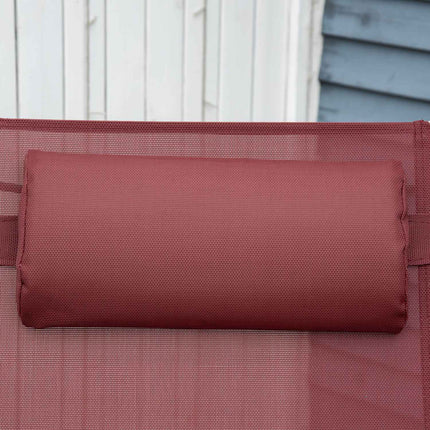 Adjustable sun lounger with cushion, burgundy, 137x63.5x100.5 cm