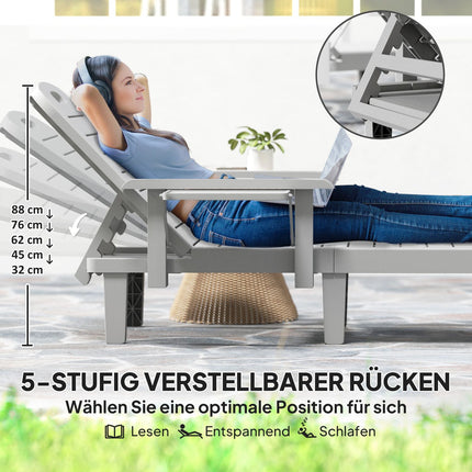 Outdoor sun lounger set, wooden look, adjustable in 5 positions