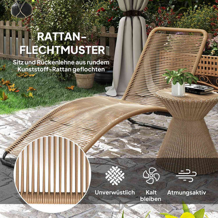 Sun lounger in poly rattan with UV protection - weatherproof outdoor armchair