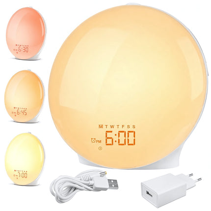 Sunrise Simulation Alarm Clock with FM Radio and 2 Alarms, 20 Brightness Levels