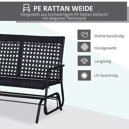 2-seat poly rattan garden swing bench