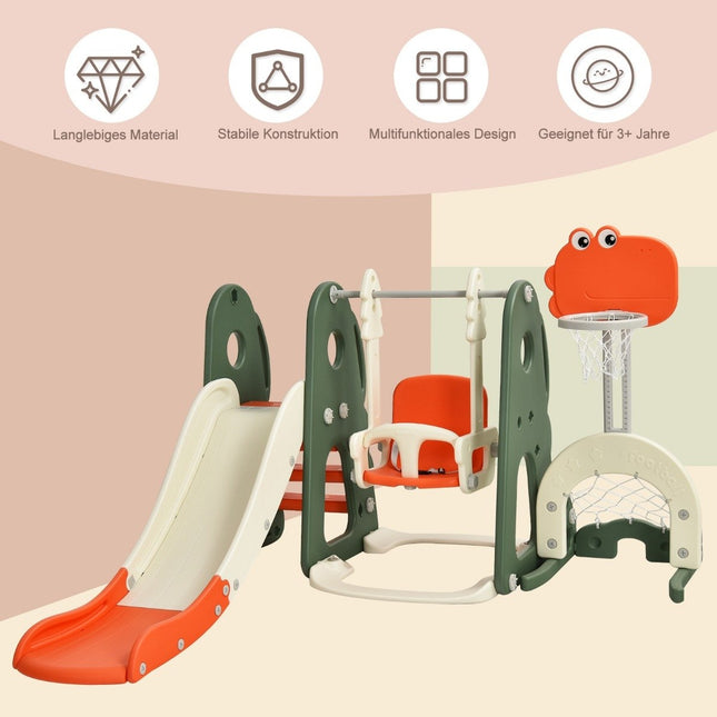 Rám houpačky skluzavka a houpačková sestava pro batolata 172 x 182 x 108-120 cm oranžová