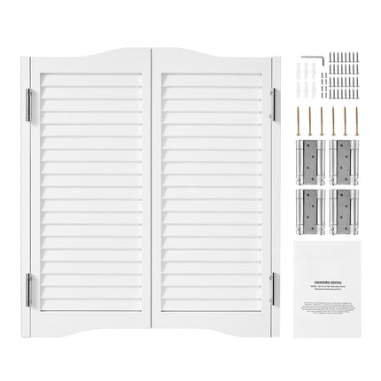 Swinging Cafe Doors 36x36 In, Pine, Double-Action, White
