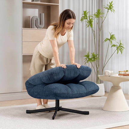 Otočné designové křeslo, žinylka bez područek, tmavě modré