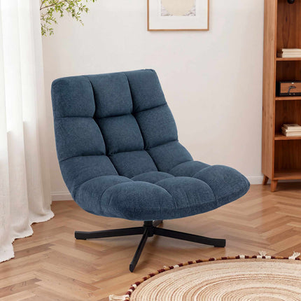 Otočné designové křeslo, žinylka bez područek, tmavě modré