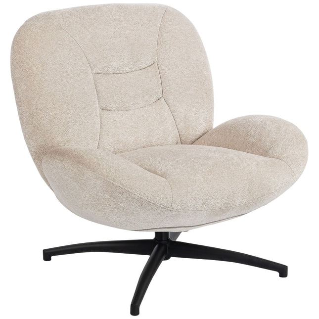 Swivel Accent Chair, Cream White, Chenille Fabric, Steel Base