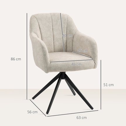 Otočné designové křeslo, látkové čalounění, ocelové nohy, béžové