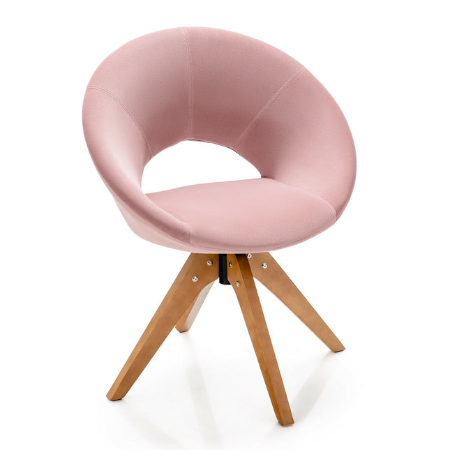 Otočné designové křeslo – sametové mid-century, velký sedák, růžové
