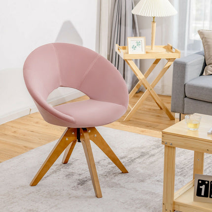 Otočné designové křeslo – sametové mid-century, velký sedák, růžové