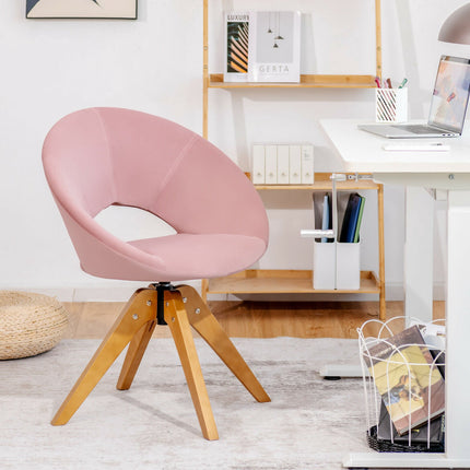 Otočné designové křeslo – sametové mid-century, velký sedák, růžové