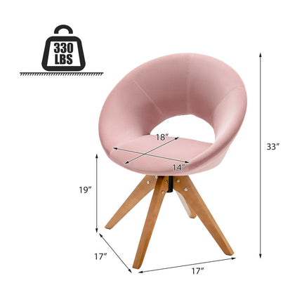 Otočné designové křeslo – sametové mid-century, velký sedák, růžové