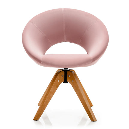 Otočné designové křeslo – sametové mid-century, velký sedák, růžové