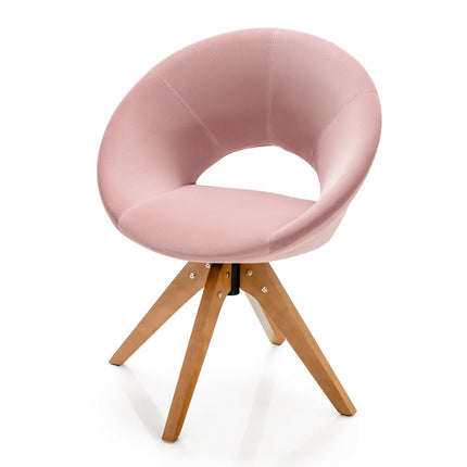 Otočné designové křeslo – sametové mid-century, velký sedák, růžové