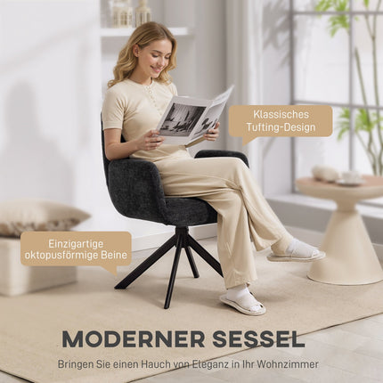 Otočné designové křeslo, moderní design, černé, nosnost 120 kg