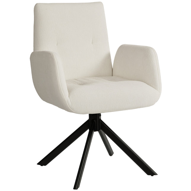 Otočné designové křeslo, moderní design, krémově bílé, nosnost 120 kg