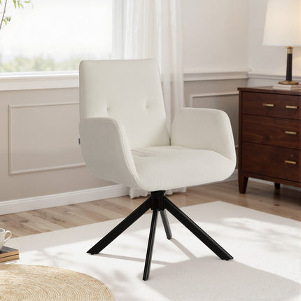 Otočné designové křeslo, moderní design, krémově bílé, nosnost 120 kg
