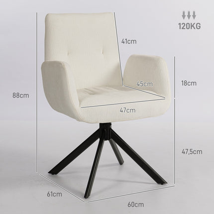 Otočné designové křeslo, moderní design, krémově bílé, nosnost 120 kg