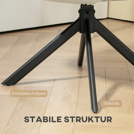 Otočné designové křeslo, moderní design, krémově bílé, nosnost 120 kg