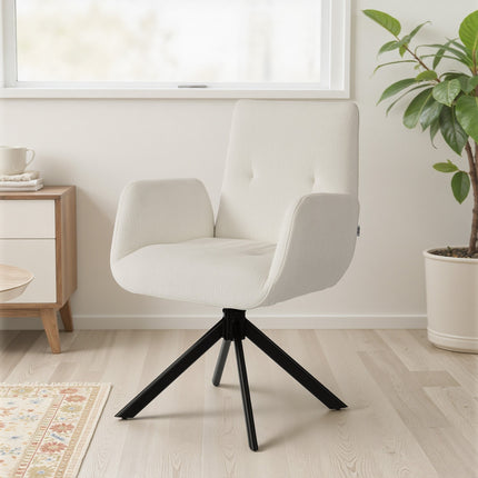 Otočné designové křeslo, moderní design, krémově bílé, nosnost 120 kg