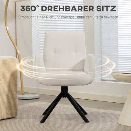 Otočné designové křeslo, moderní design, krémově bílé, nosnost 120 kg