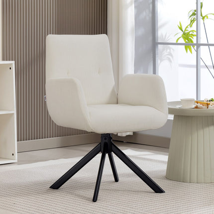 Otočné designové křeslo, moderní design, krémově bílé, nosnost 120 kg